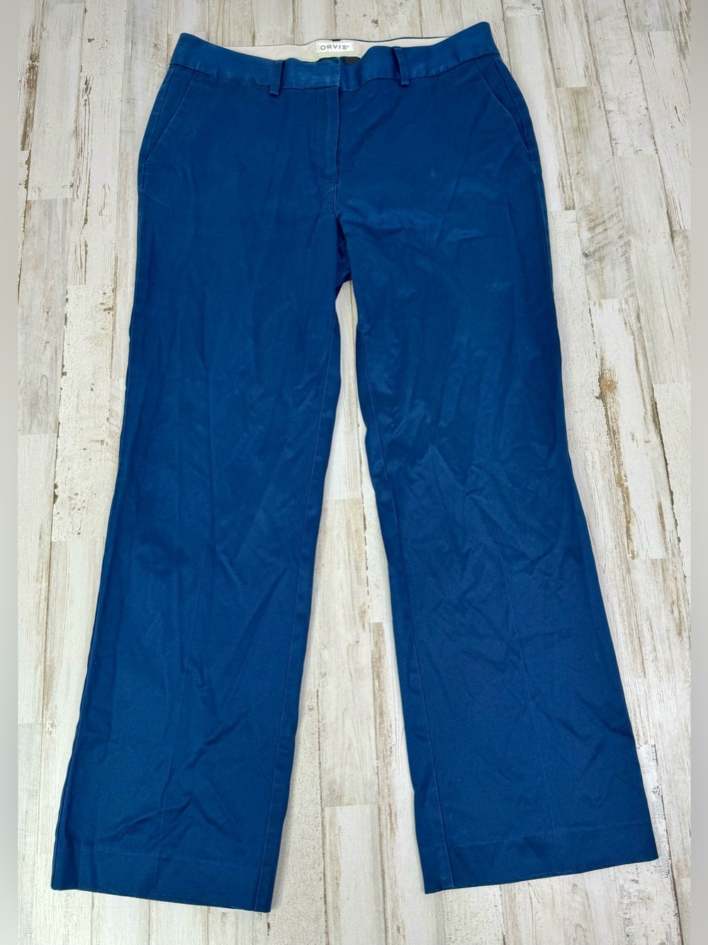 Orvis Dress Pants Womens Size 12 (34x29.5) Navy Blue Pleated Front